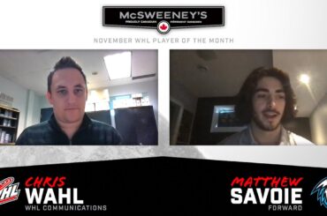 McSweeney's WHL Player of the Month 1-on-1 - Matthew Savoie