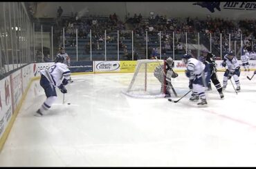 Air Force's Ben Carey scores for the Falcon's vs Niagara on 1/10/15