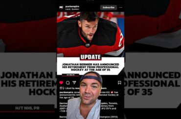 Jonathan Bernier is hanging up the skates from professional hockey