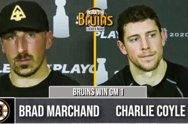 Brad Marchand & Charlie Coyle Postgame Interview | Bruins vs. Lightning Game 1