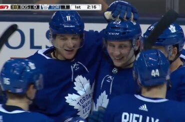 Travis Dermott 1st goal of the Season! 26/11/2018 (Boston Bruins at Toronto Maple Leafs)