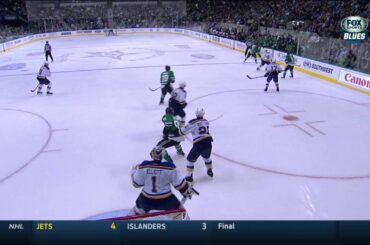 Brian Elliott far post stick save St. Louis Blues vs Dallas Stars Oct 28 2014 NHL
