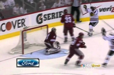 Nick Leddy goal. Chicago Blackhawks vs Phoenix Coyotes  4/21/12 NHL Hockey