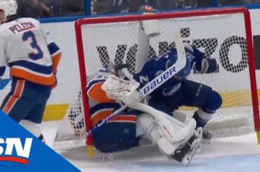 Islanders Score After Brayden Point Receives Questionable Goaltender Interference Penalty