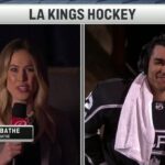 Andreas Athanasiou Chats With Carrlyn Bathe After The LA Kings Beat Anaheim