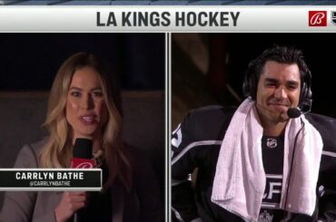Andreas Athanasiou Chats With Carrlyn Bathe After The LA Kings Beat Anaheim