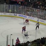 Devante Stephens of the Abbotsford Canucks scores vs. the Laval Rocket 3/4/22