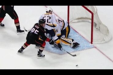 Kase just gets puck to cross line, Ducks tie it at three