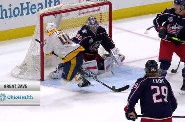 Elvis Merzļikins Back-to-Back Saves on Alexandre Carrier (May 5, 2021)