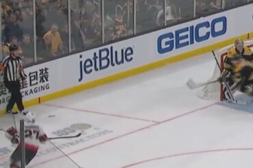 Referee Seems To Be A Boston Bruins Fan After Kicking Puck To Mike Reilly