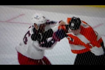 NHL hockey fight - Justin Braun(Flyers) vs. Max Domi(Blue Jackets)