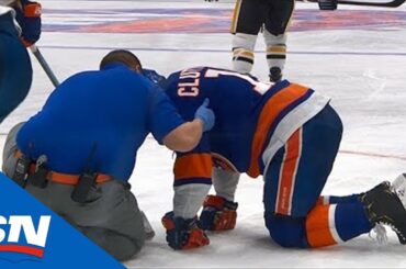 Hickey Takes Malkin Slap Shot To Head, Clutterbuck Takes Letang Punch To Face