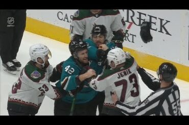 Jan Jenik And Jonah Gadjovich Drop The Gloves, Logan Couture Scores