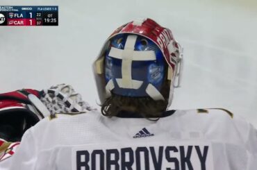 Sergei Bobrovsky/Mark Staal's huge save on Necas in OT in game 2 vs Hurricanes (2023)