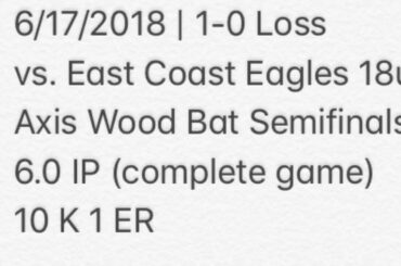 Ryan Shea | 6/17/2018 vs. East Coast Eagles 18U