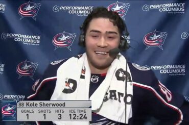 Kole Sherwood NSFW 2nd Intermission Interview vs. Sabres (Sep. 17, 2019) (Preseason)