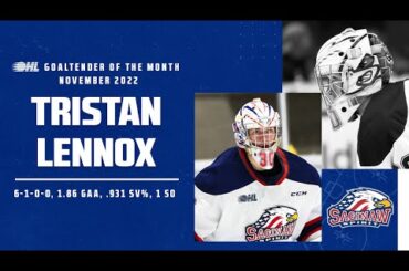 OHL Goaltender of the Month – Tristan Lennox (Saginaw Spirit)
