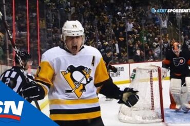 Evgeni Malkin Shovels Puck Into Net Behind Brian Elliott