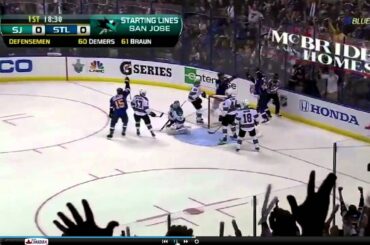 Marc Edouard Vlasic Scores on Himself Vs Blues (April 14th 2012 Playoffs)