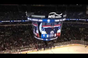 Andrew Ladd Tribute video during Jets game