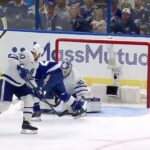 Ilya Samsonov's big save on Kucherov's wrist shot in game 3 (2023)