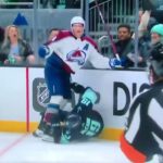 #19 Kraken player Jared McCann gets absolutely leveled after a breakaway attempt.