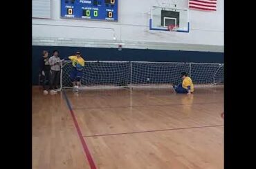 Predators players Miikka Salomaki and Craig Smith play goalball for Community Relations Day.