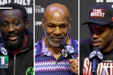 Mike Tyson WATCHES Errol Spence and Terence Crawford FACE OFF in Las Vegas