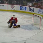 Laval Rocket goalie Gabriel Mollot-Hill warms up 4/27/22