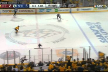 Craig Smith wrist shot goal 5-2 Chicago Blackhawks vs Nashville Predators April 17 2015 NHL