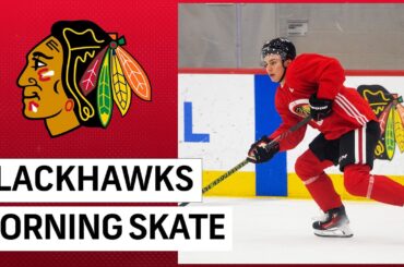 Blackhawks and Connor Bedard take morning skate before first preseason game