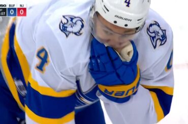 Colin Miller's Slapshot Hits Taylor Hall In The Mouth