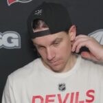 Devils players and Head Coach, Lindy Ruff, speak to the media ahead of their game vs the Flyers