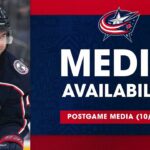 Adam Fantilli says the 1st line of Marchenko, Laine & Gaudreau is DYNAMITE 🧨 | Postgame (10/4/23)