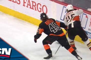 Trevor Zegras Makes Slick Spin-O-Rama Pass To Troy Terry For Goal Vs. Flyers