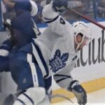 Anthony Cirelli Goes Hard Into the Board After Morgan Reilly Shot Block