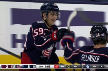Cole Sillinger Tips In Yegor Chinakhov's Shot For the Late Go Ahead Goal (Nov. 6, 2021) (All Calls)