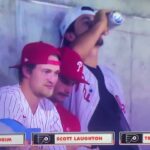Travis Konecny, Scott Laughton, and Travis Sanheim at the Phillies game 😂