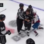 Dubois knee on knee leads to scrum then fight between Alex Laferriere and Logan O'Connor