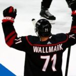 Lucas Wallmark Tips Dougie Hamilton Shot In Off Glove, Head Of Antti Raanta