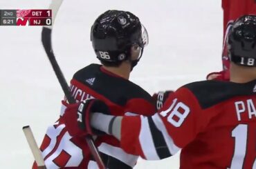 Ondrej Palat gets assist on Hughes goal vs Red Wings (10/12/2023)