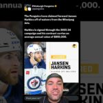 Jansen Harkins was claimed off waivers by the Pittsburgh Penguins from the Winnipeg Jets
