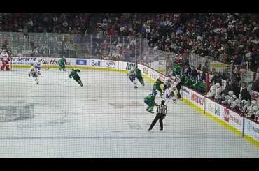 Jack Rathbone of the Abbotsford Canucks scores vs. the Laval Rocket 10/13/23