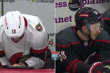 Mark Kastelic accidental cup check on Michael Bunting