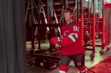NJ Devils BEHIND THE SCENES Heading To Locker Room After Warmups Season Opener #njdevils
