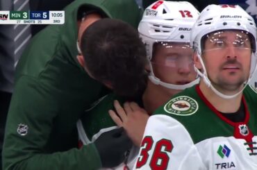 Matt Boldy injured on zone entry