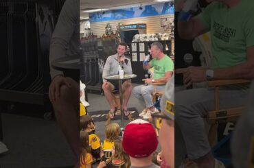 Boston Bruins goaltender Jeremy Swayman asked a hard-hitting question at a local event!