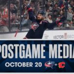 Spencer Martin earns FIRST CBJ VICTORY in win over the Calgary Flames 💥 | Postgame Media (10/20/23)