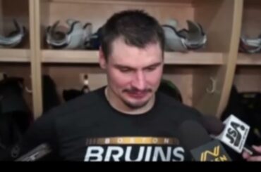 Dmitry Orlov talks to the press after the win over Calgary