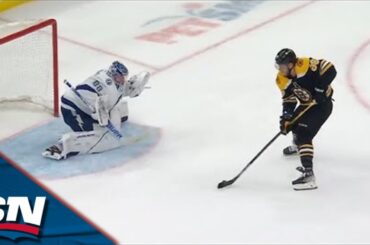 David Pastrnak Blows By Ryan McDonagh Before Slotting Backhand Past Andrei Vasilevskiy